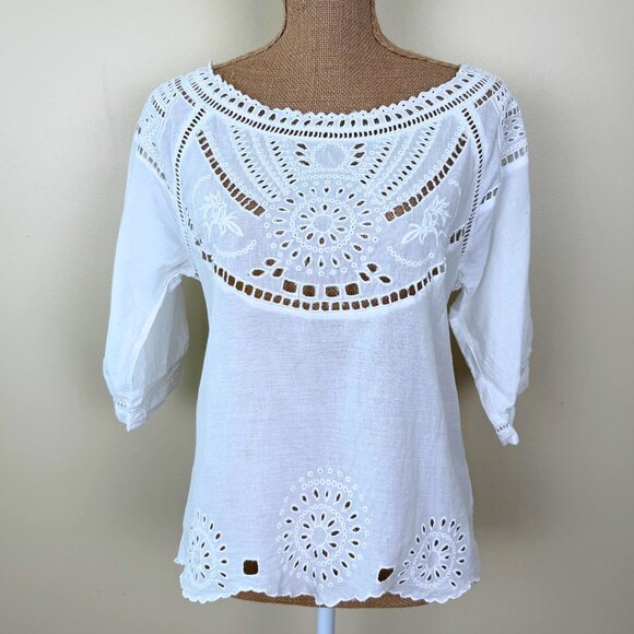 Coster Copenhagen Tops - Coster Copenhagen White Eyelet Embroidery Blouse | Size 38 (US 6)